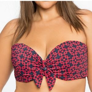 ELOQUII Retro Sweetheart Front Knot Bikini Top